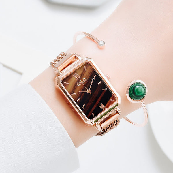 Luxury Women Watch With Bracelet Set -Coffee